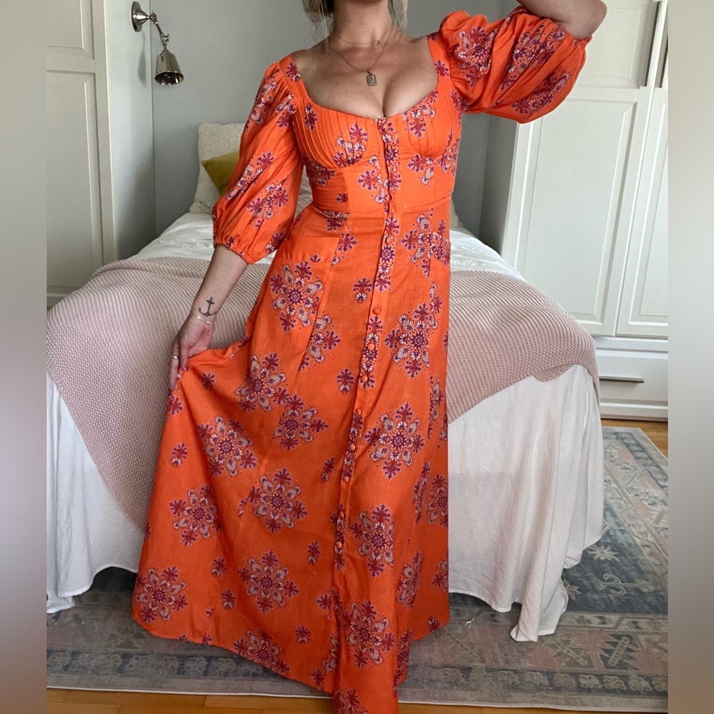 KLEID Floral Orange Maxi Dress